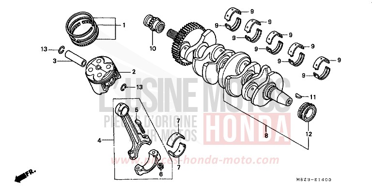 CRANKSHAFT/PISTON for Hornet S BLACK (NH1) from 2001